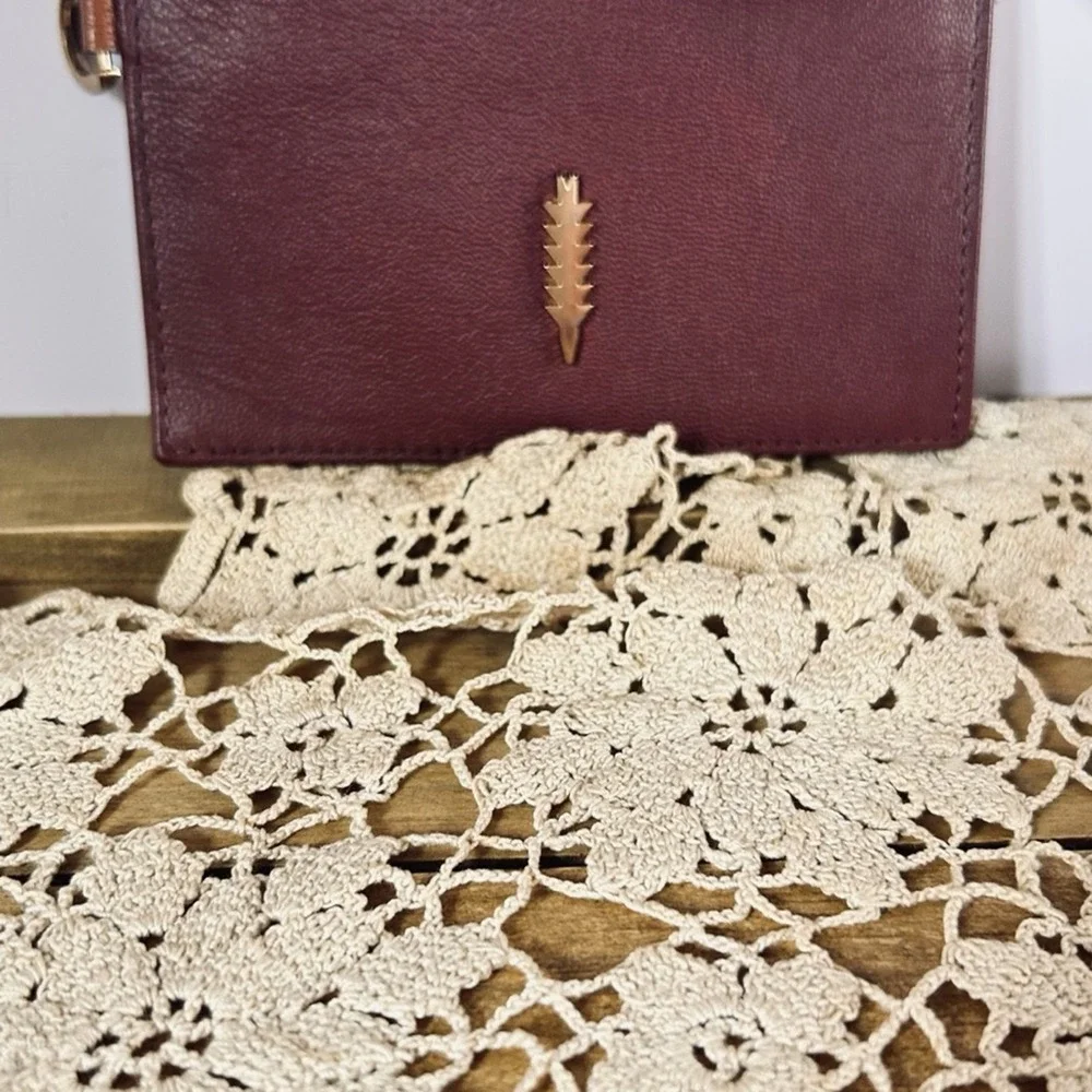 THACKER Amber Compact Leather Card/Coin Wallet Gold/Burgundy/Brown/Cream